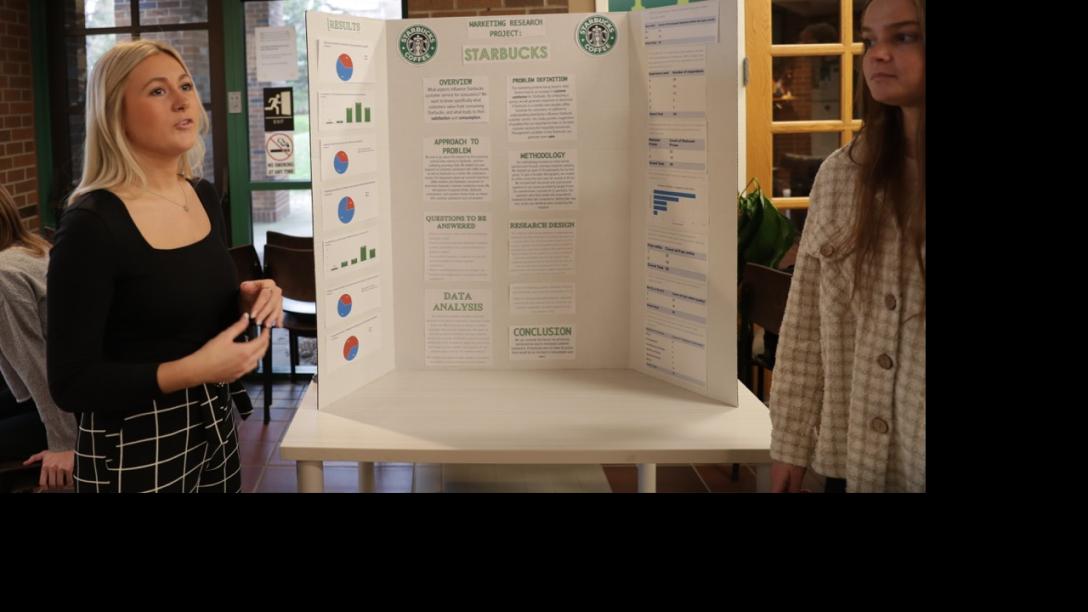 Students presenting posters. 